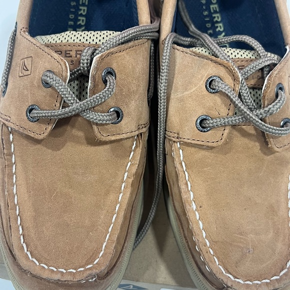 Sperry Lanyard boy's dark tan and Navy Boat Shoes - Picture 5 of 8